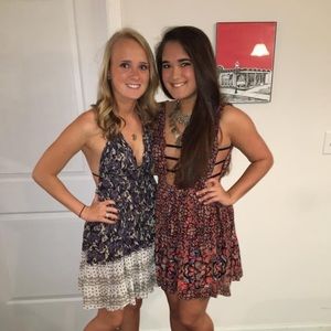 Free people floral dress with low neck line